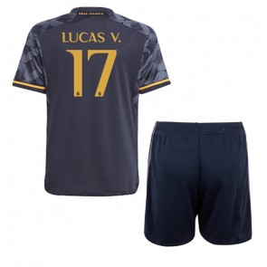 Lacne Dětský Futbalové dres Real Madrid Lucas Vazquez #17 2023-24 Krátky Rukáv - Preč (+ trenírky)
